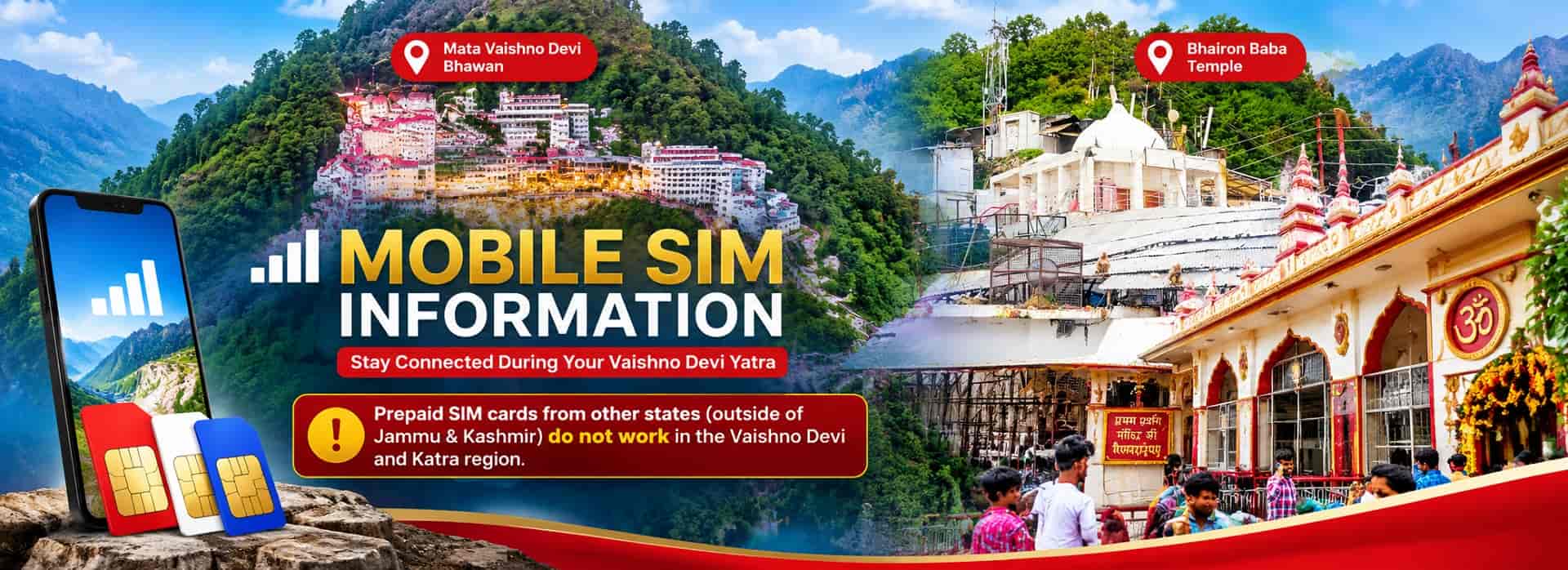 Mobile SIM information for Shri Mata Vaishno Devi Yatra, Katra and Bhairon Baba Temple